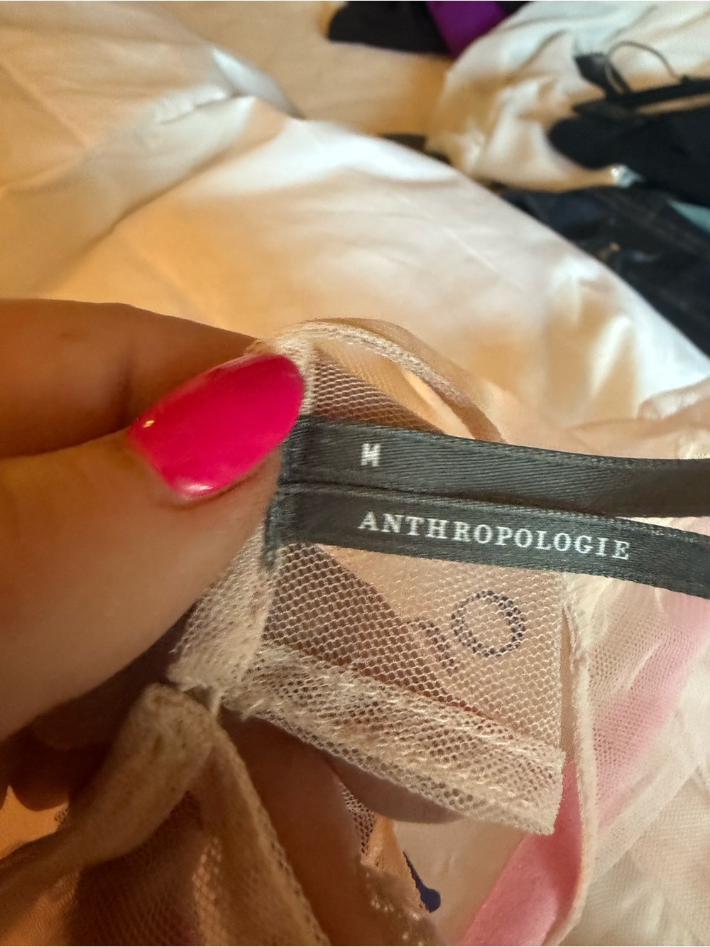 NWOT Anthropologie Embroidered Floral Mesh Top - Picture 9 of 12